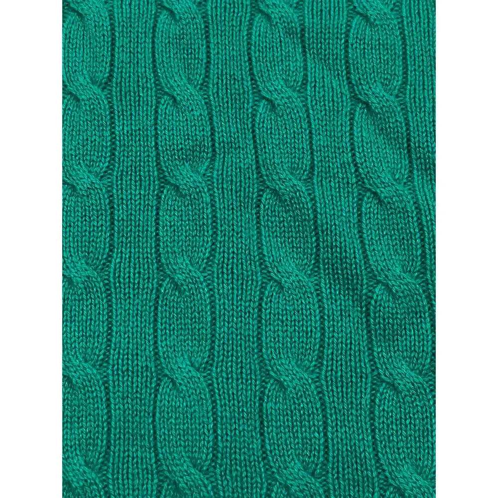 RALPH LAUREN NWT $425 100% Cashmere Cable Knit Slim Fit Crewneck Sweater Green M